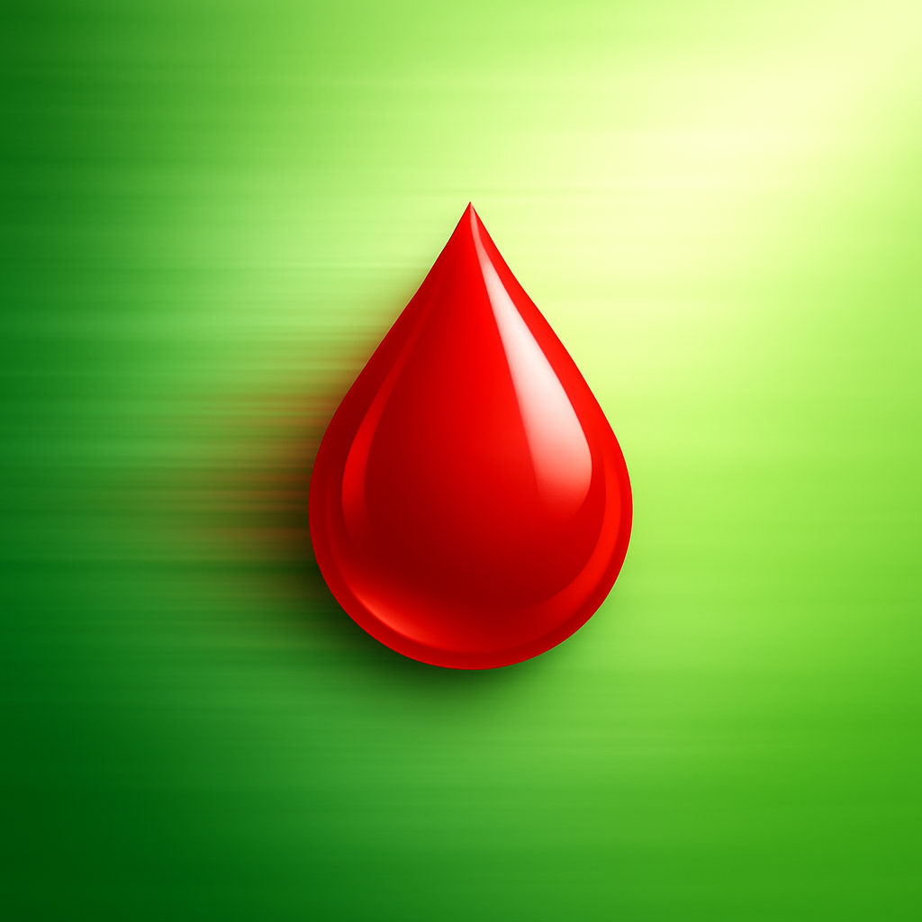 GlucoMove logo - a red blood drop on a green background